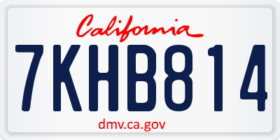 CA license plate 7KHB814