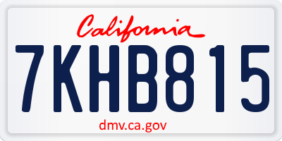 CA license plate 7KHB815