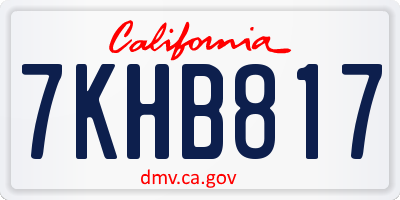 CA license plate 7KHB817