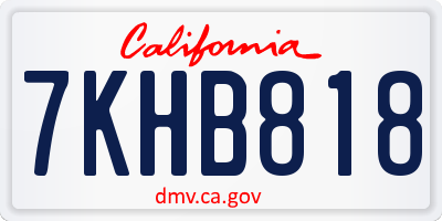CA license plate 7KHB818