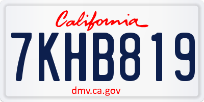 CA license plate 7KHB819