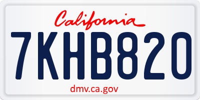 CA license plate 7KHB820