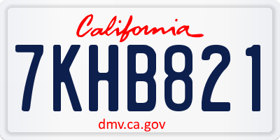 CA license plate 7KHB821