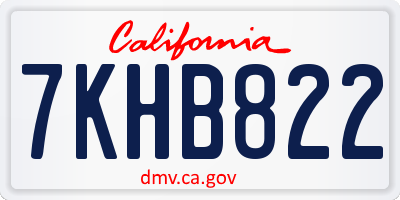 CA license plate 7KHB822