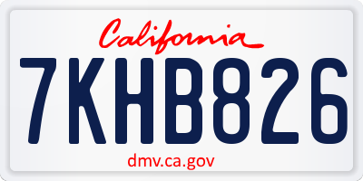 CA license plate 7KHB826
