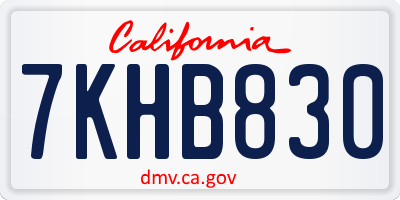 CA license plate 7KHB830