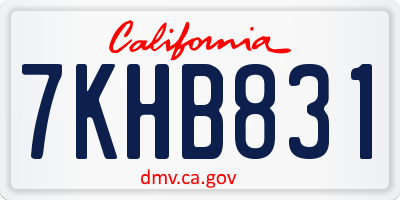 CA license plate 7KHB831