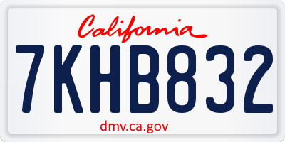 CA license plate 7KHB832