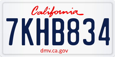 CA license plate 7KHB834