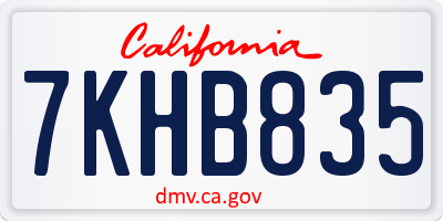CA license plate 7KHB835