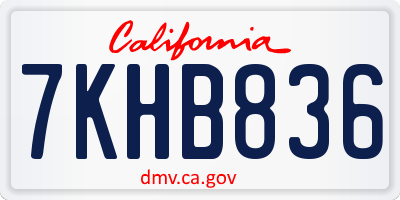 CA license plate 7KHB836