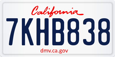 CA license plate 7KHB838