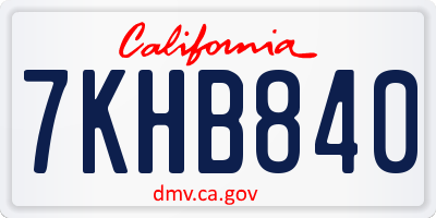 CA license plate 7KHB840