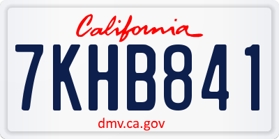 CA license plate 7KHB841
