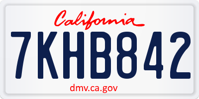 CA license plate 7KHB842