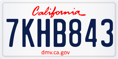 CA license plate 7KHB843