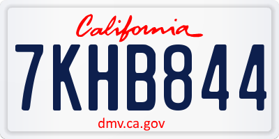 CA license plate 7KHB844