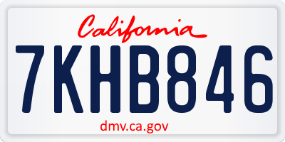 CA license plate 7KHB846