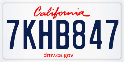 CA license plate 7KHB847
