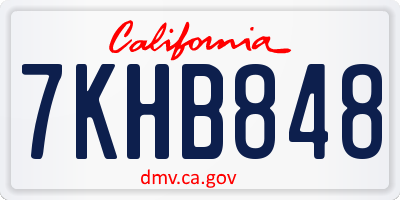 CA license plate 7KHB848