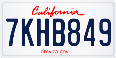 CA license plate 7KHB849