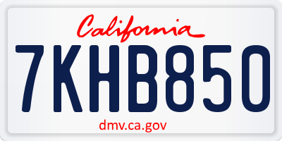 CA license plate 7KHB850