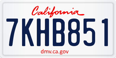 CA license plate 7KHB851