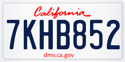 CA license plate 7KHB852