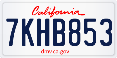 CA license plate 7KHB853