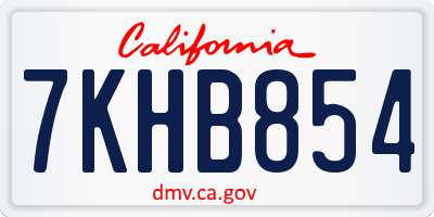 CA license plate 7KHB854