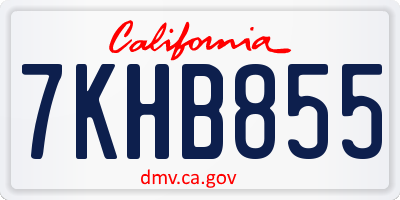 CA license plate 7KHB855