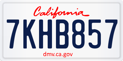 CA license plate 7KHB857