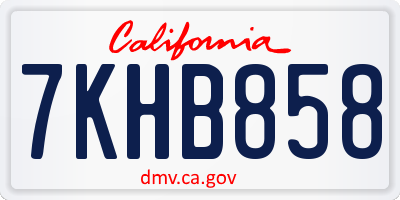 CA license plate 7KHB858
