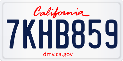CA license plate 7KHB859