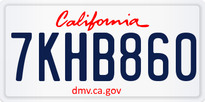 CA license plate 7KHB860