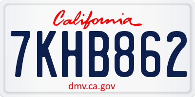 CA license plate 7KHB862