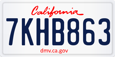 CA license plate 7KHB863