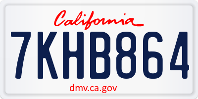CA license plate 7KHB864