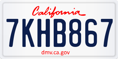 CA license plate 7KHB867
