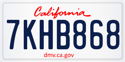 CA license plate 7KHB868