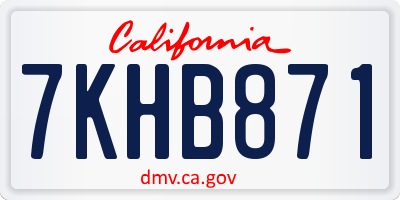CA license plate 7KHB871