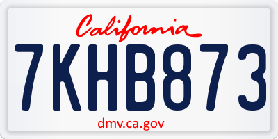 CA license plate 7KHB873