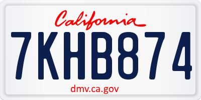 CA license plate 7KHB874
