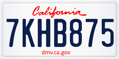 CA license plate 7KHB875