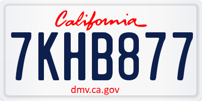 CA license plate 7KHB877