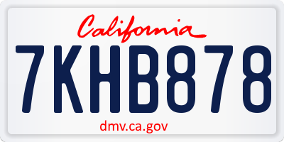 CA license plate 7KHB878