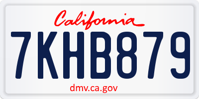 CA license plate 7KHB879