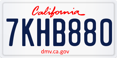 CA license plate 7KHB880