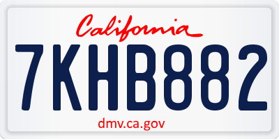 CA license plate 7KHB882