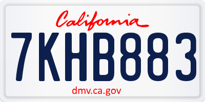 CA license plate 7KHB883